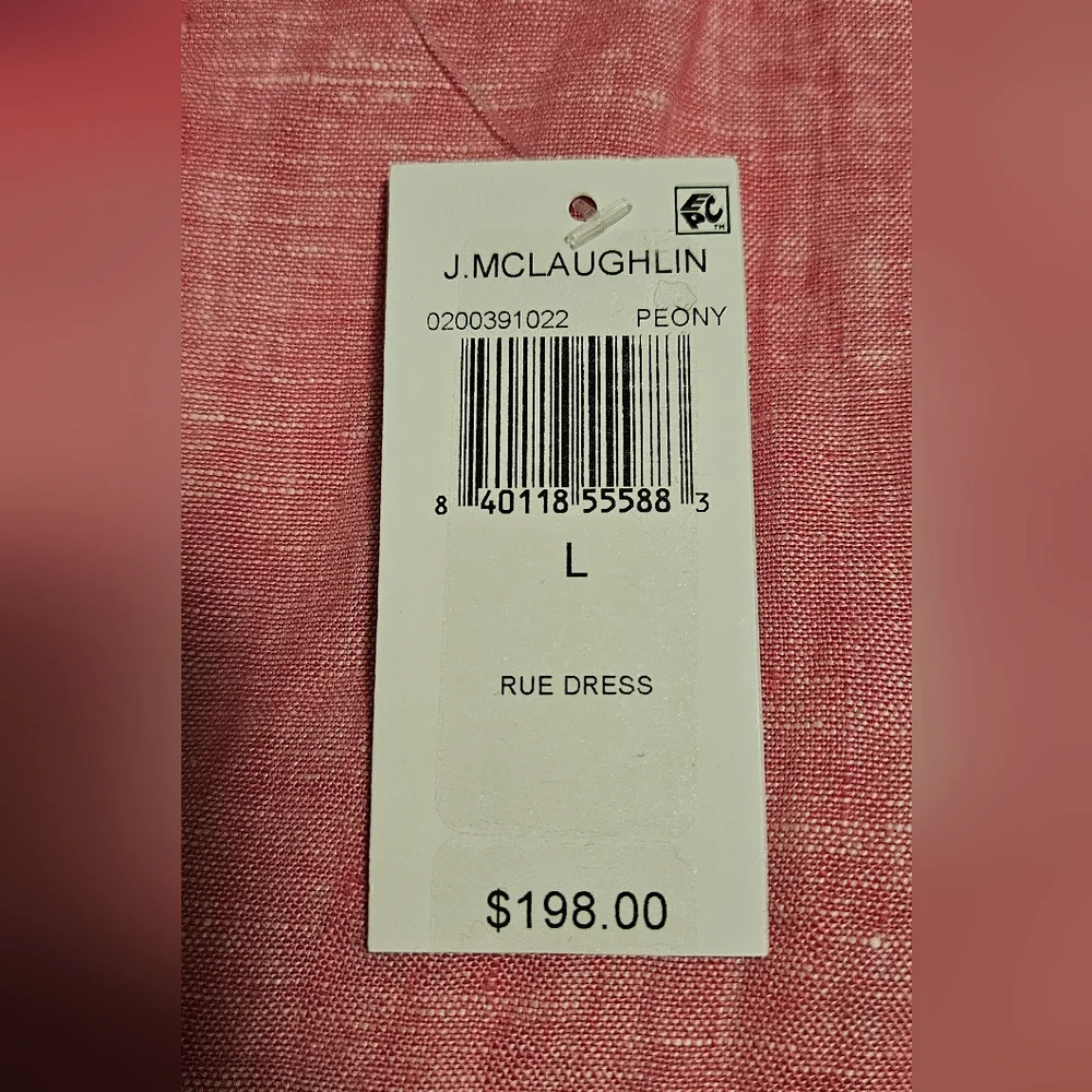 NWT J. McLaughlin Rue Dress: Linen/sleeveless: Color- Peony: Size-Large - Picture 10 of 14